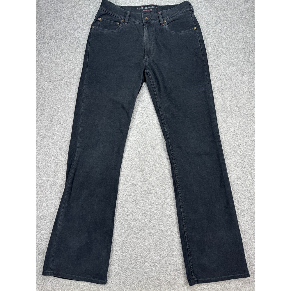Indigo Palms Corduroy Pants Men's 33x34 Black Bootcut Straight Leg High Rise